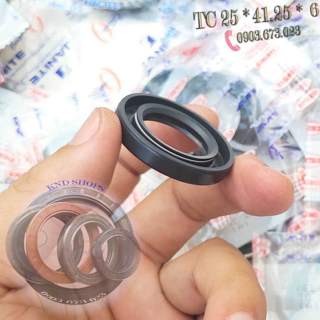 Phớt cao su chặn dầu NOK TC 25*41.25*6, Phốt chặn nhớt trục chuyên cho phụ xe ô tô vàxe cơ giới công trình | KND Shops