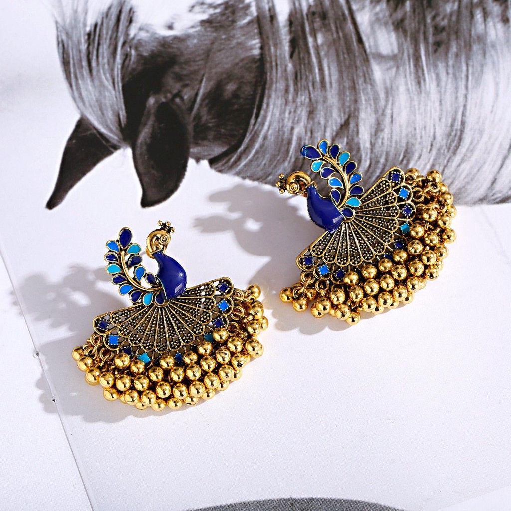 Khuyên Tai Hạt Dầu Tráng Men Oxidized Phong Cách Bohemian