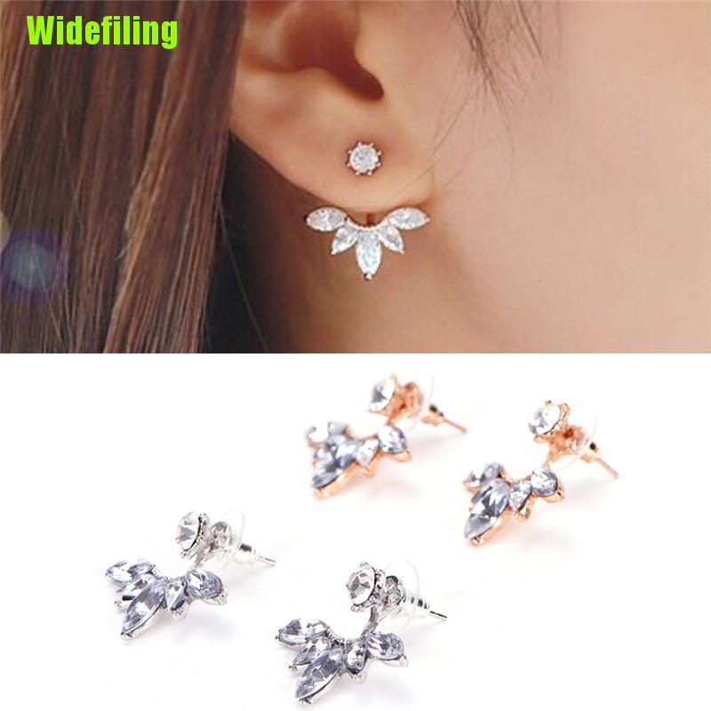 Bông tai hình chiếc lá đính đá lấp lánh thiết kế thời trang cho nữ