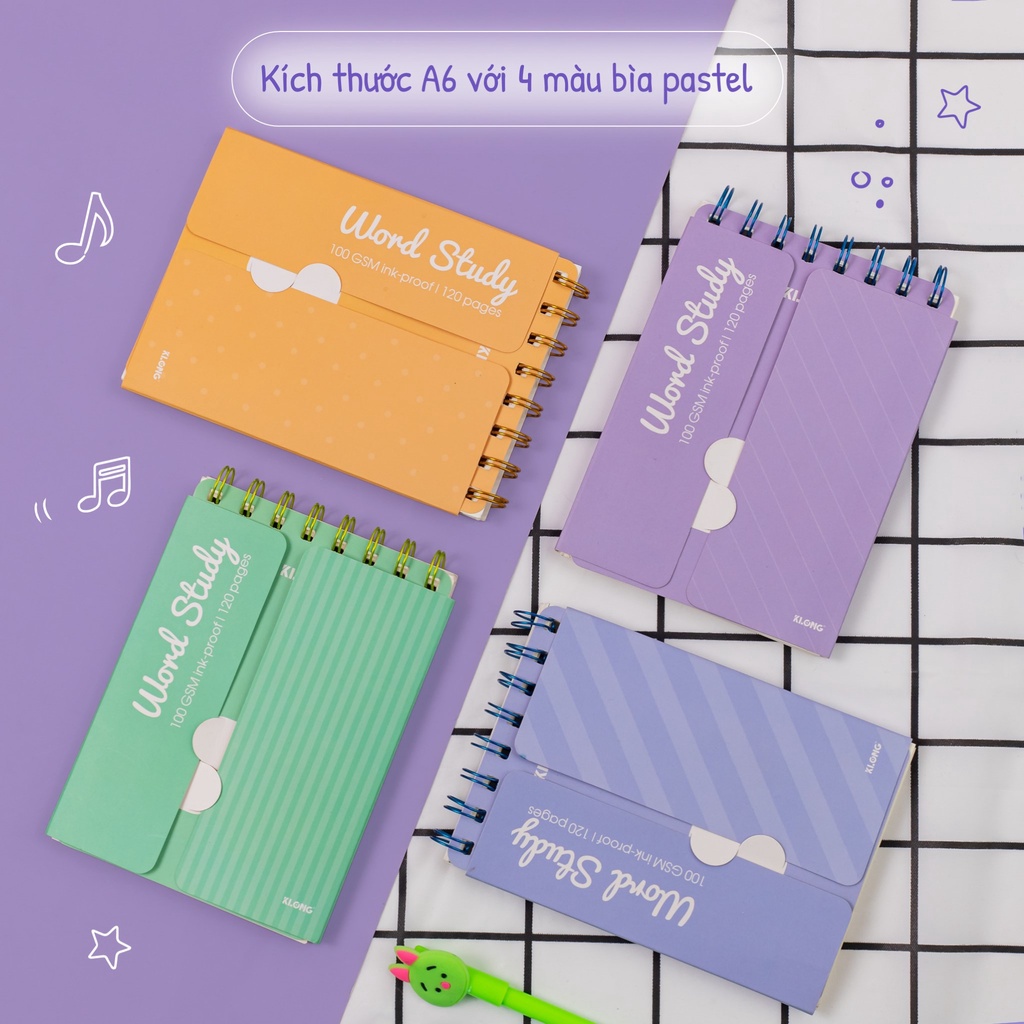Sổ từ vựng Word Study học từ mới hiệu quả Klong 916 - Sổ 120 trang kích thước khổ A6 (105 x 148) mm