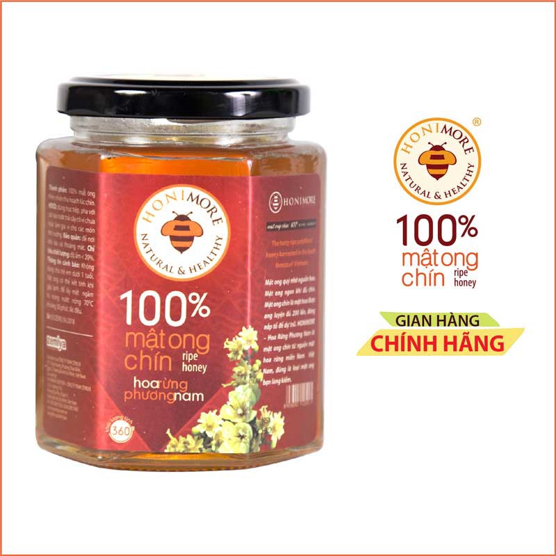 Mật ong nguyên chất Honimore hoa Phương Nam 360g - mật ong rừng tăng cường sức đề kháng, tốt cho dạ dày, làm đẹp da