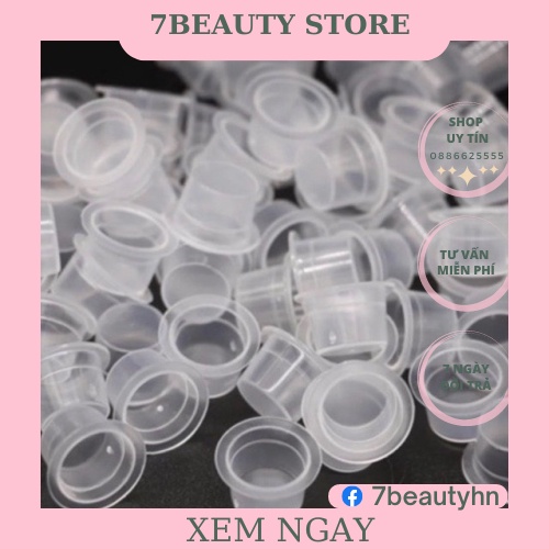 [Túi 100 Cái] Chum Silicon Và Hũ Nhựa Đựng Mực Phun Xăm