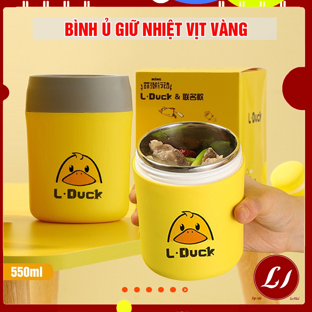 Bình ủ cháo Inox cách nhiệt VỊT VÀNG nội địa (450ml)
