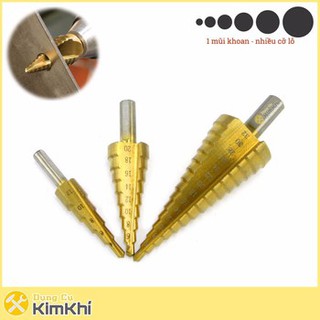 Bộ 3 Mũi Khoan Sắt Hình Nón Chất Lượng Cực Cao Phủ TITANIUM (Mũi Khoan Bước)