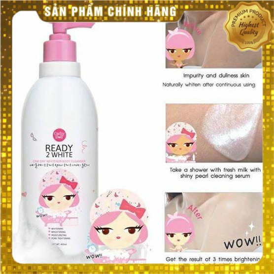 lô hàng nhanh Sữa tắm trắng da Cathy Doll Ready 2 White One Day Whitener Body Cleanser 500ml