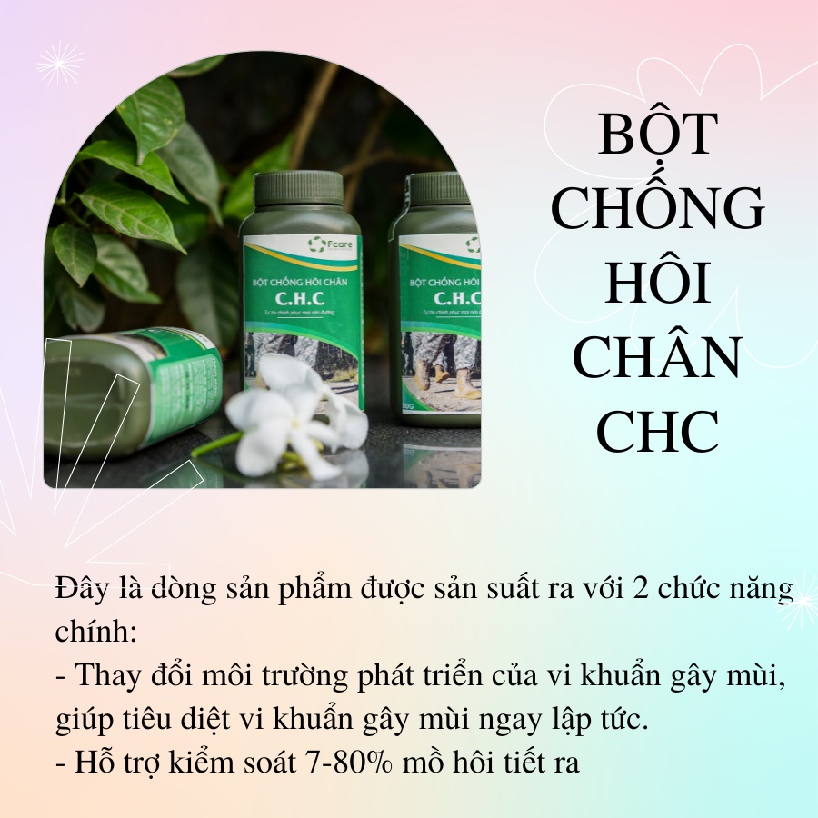 Bộ Sản Phẩm Khử Mùi Hôi Chân Cấp Độ 3 - Thiên Thảo CHC, Bột Chống Hôi Chân CHC - Thương Hiệu Fcare