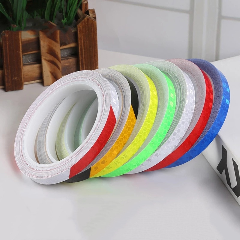 Cuộn băng keo phản quang 1cm x 8m nhiều màu trang trí bánh xe đạp / xe máy