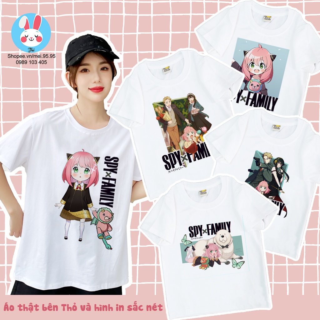 Áo thun in hình anya spy family,áo anya màu trắng siêu cute hình nét