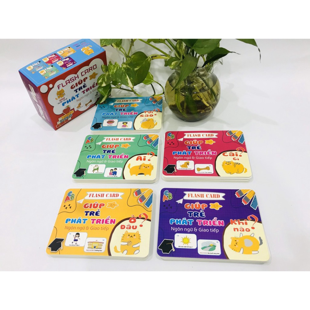 Thẻ Học Thông Minh Bộ 300 Flashcard Loại to Giúp Bé Phát Triển Ngôn Ngữ Giao Tiếp 5 Chủ Đề
