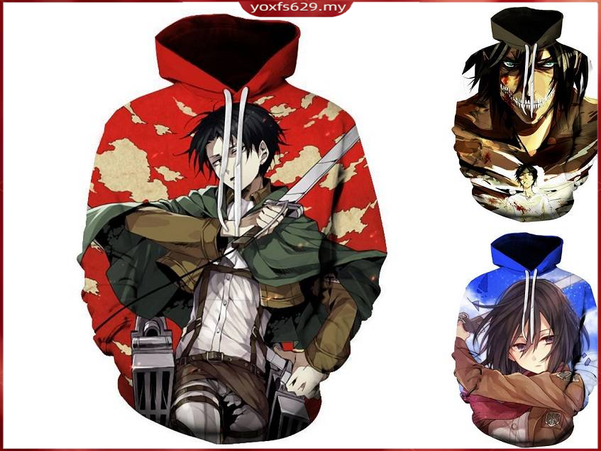 Áo Hoodie Dáng Rộng In Họa Tiết Anime Attack On Titan 3d Dành Cho Nam Và Nữ