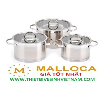 Bộ nồi cao cấp malloca te-025, hàng chính hãng bảo hành 03 năm