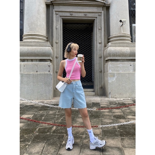 Áo croptop cổ tròn 4 chiều co giãn thun gân tăm MIEU - JJN05