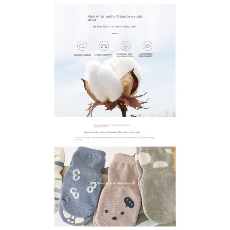 Tất vớ cho bé sơ sinh đế chống trượt cao cấp NEMO BABY với dải chống trượt dày