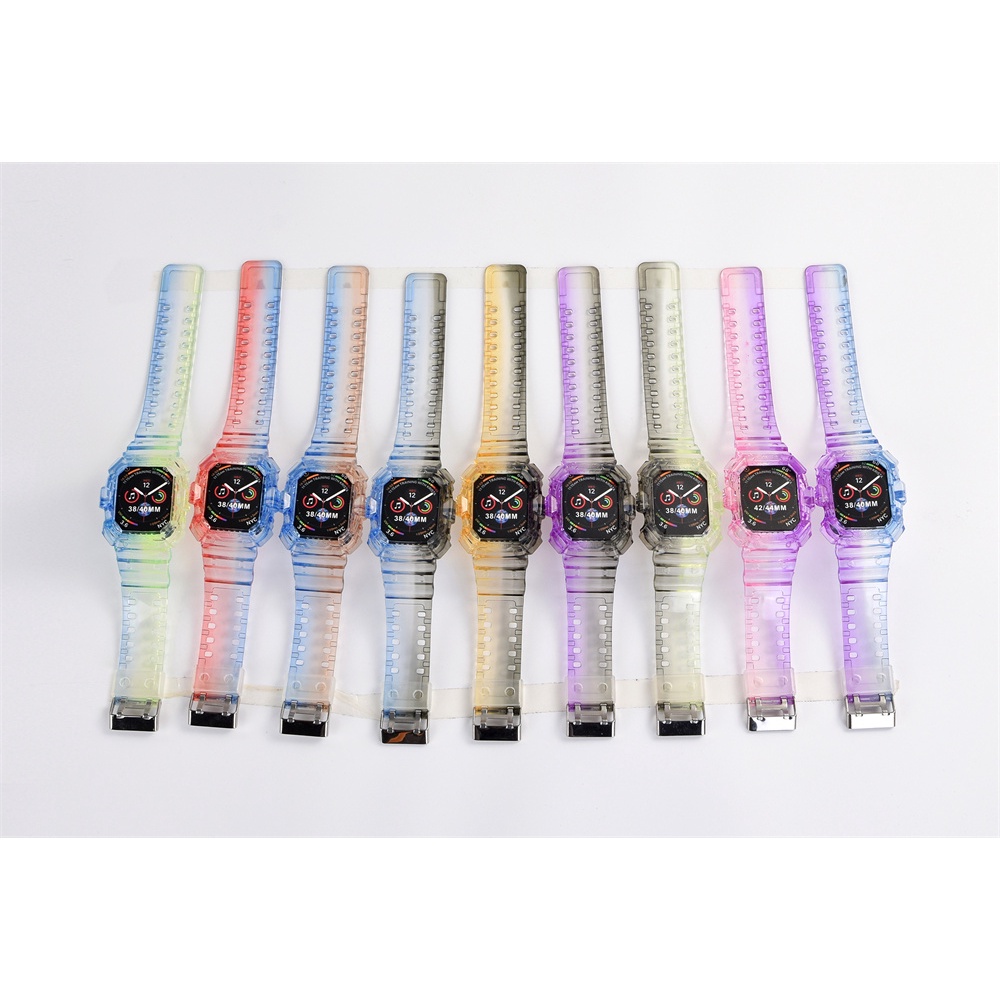Ốp Silicone Trong Suốt Màu Gradient Cho Apple Watch Series 7 6 SE 5 4 3 2 1 iwatch 38mm 40mm 41mm 42mm 44mm 45mm