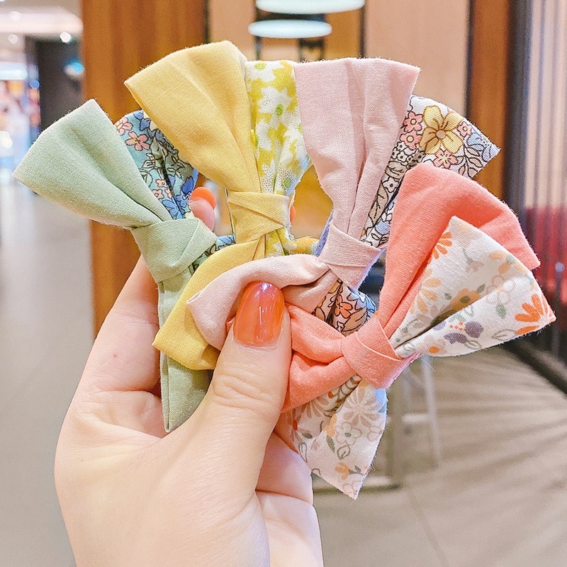 Set 2 chiếc kẹp tóc mái hình nơ, hình hoa dễ thương, phụ kiện tóc cho nữ phong cách Hàn Quốc