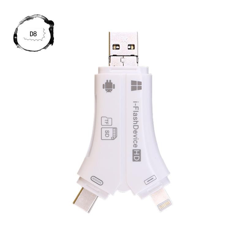 Đầu Đọc Thẻ Nhớ Usb Micro-Sd & Tf 4 Trong 1 Cho Iphone 5 6 7 8 Ipad Macbook Android Camera