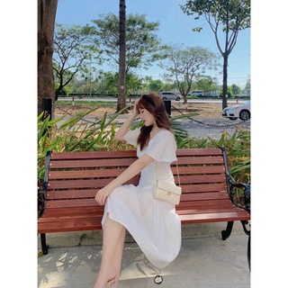 Đầm midi trắng đuôi cá