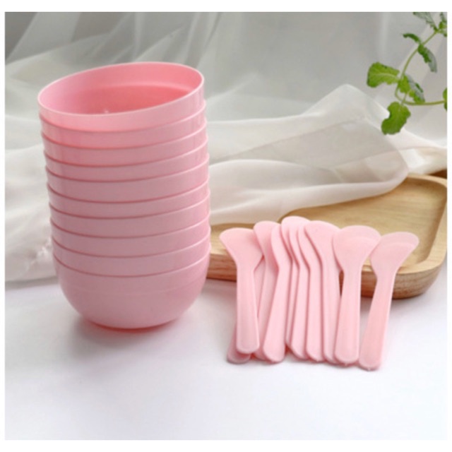 Bát thìa nhựa dẻo đựng trộn mặt nạ - lucy store thiết bị vật tư spa