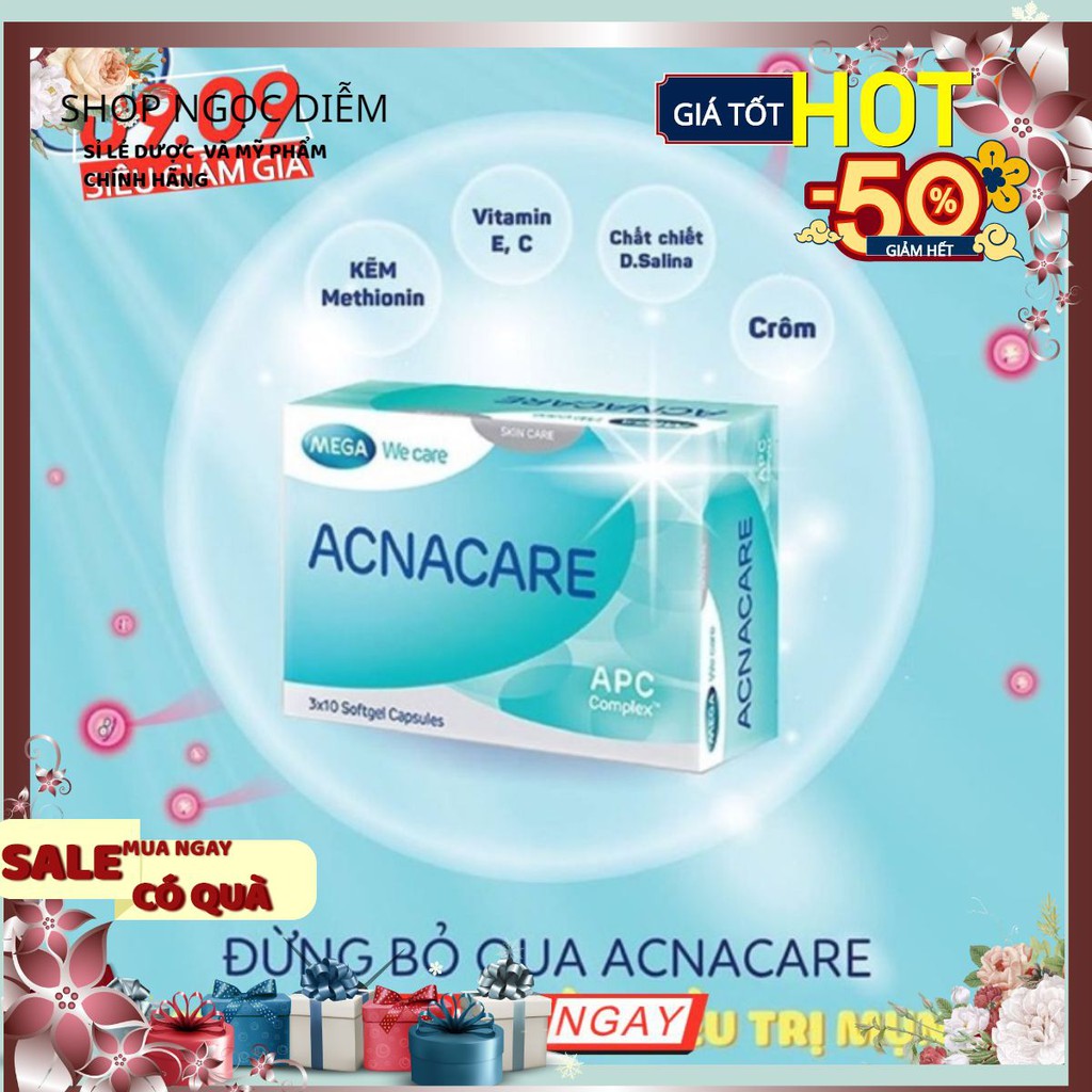 ACNACARE VIÊN UỐNG GIẢM MỤN NGĂN NGỪA MỤN GIÚP GIẢM THÂM DO MỤN, VÀ GIÚP SÁNG DA