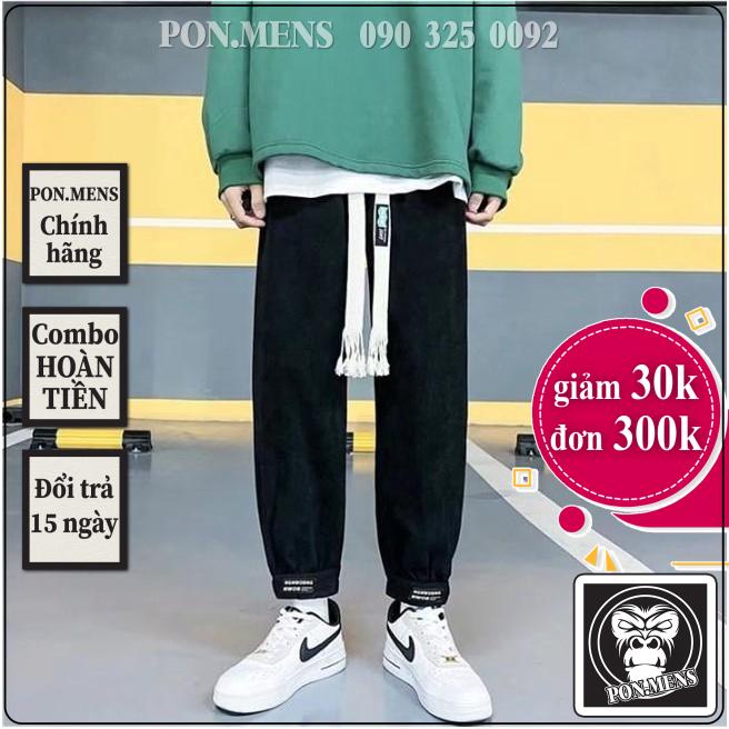 [sale xả kho] Quần nhung jogger nam nữ unisex lưng chun màu đen xám sữa bo gấu đẹp quảng châu cao cấp pon.mens