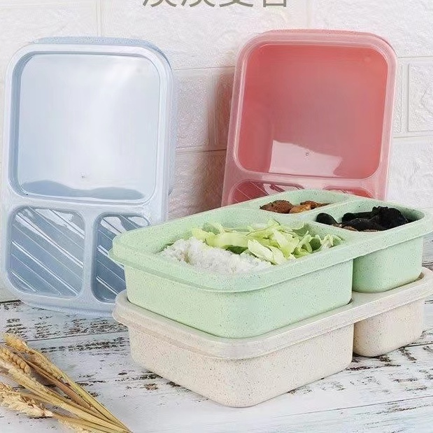Hộp Cơm Vuông Lúa Mạch an Toàn Thực Phẩm Hộp Bento Hình Vuông, Hộp Bento Cấp Thức Ăn, Hộp Bento Có Nắp, Hộp Bento Ăn Trưa, Hộp Bento Rơm Lúa Mì