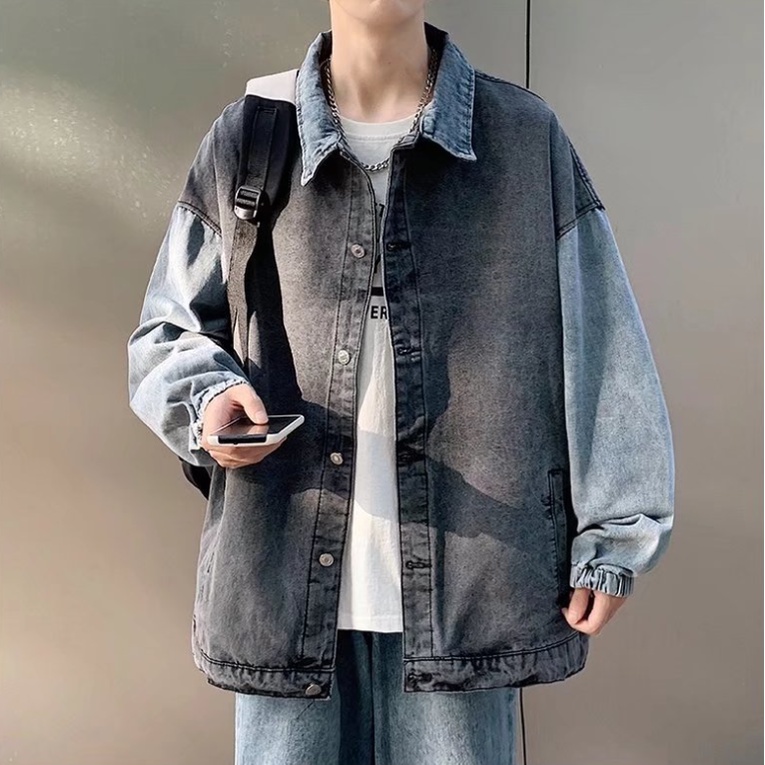 Áo Khoác Denim Tay Rộng Thời Trang áo khoác jacket nam Cổ Điển Cá Tính Kiểu Hàn Quốc jacket fashion Áo Khoác nam