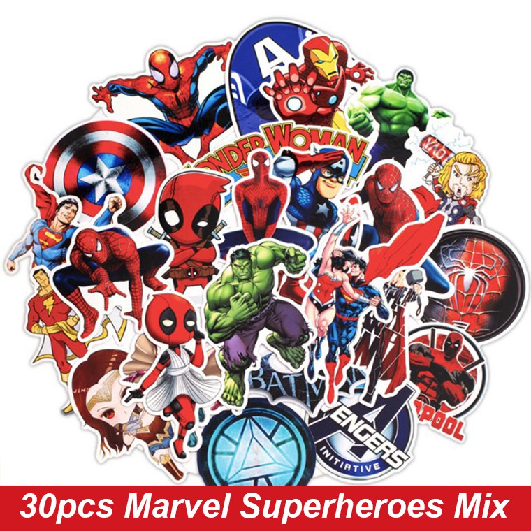 Bộ 30 Miếng Dán Trang Trí Phong Cách Marvel Độc Đáo