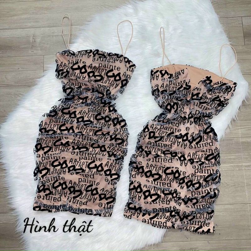 Đầm váy nữ 2 dây dáng ôm body  họa tiết ( có mứt )  với 3 màu  như hình thời trang nữ | BigBuy360 - bigbuy360.vn