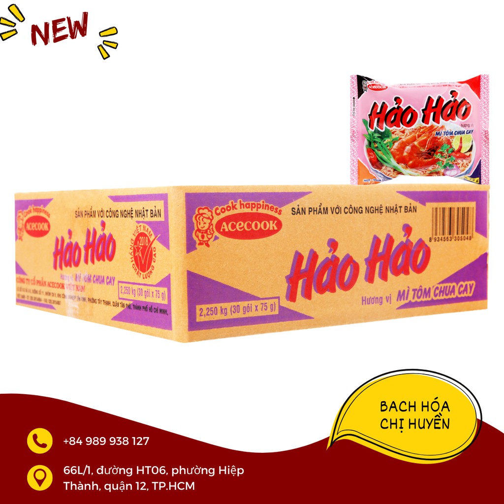 Thùng 30 gói mì Hảo Hảo tôm chua cay 75g