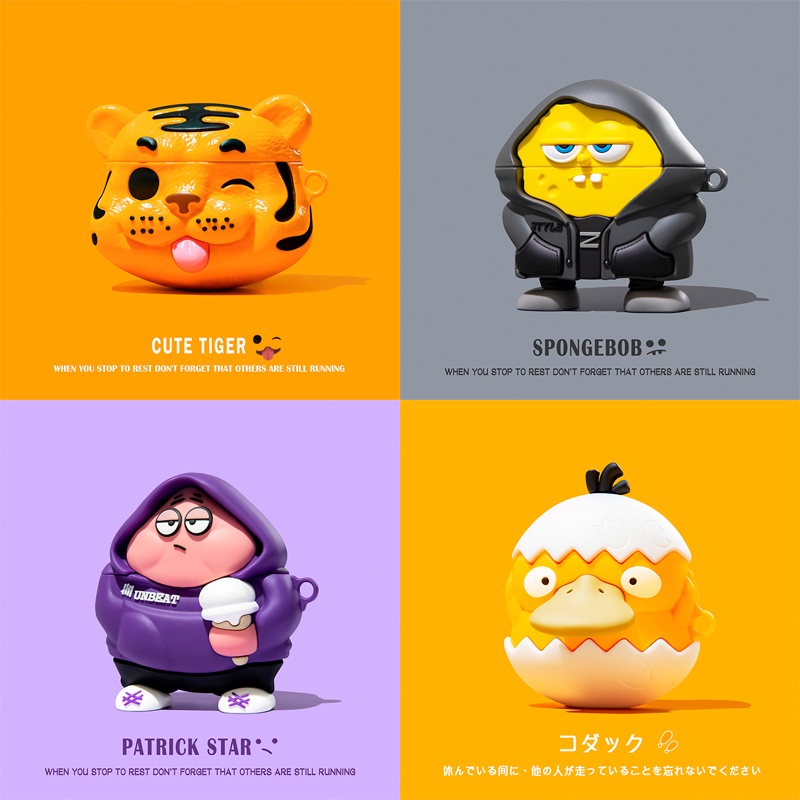 Vỏ Bảo Vệ Hộp Sạc Tai Nghe AirPods 3 3Rds 2021 Bằng Silicon Hình SpongeBob Dễ Thương