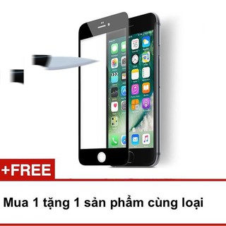 Kính cường lực Full phẳng cho iPhone 6 Plus/6S Plus (đen) - Mua 1 tặng 1