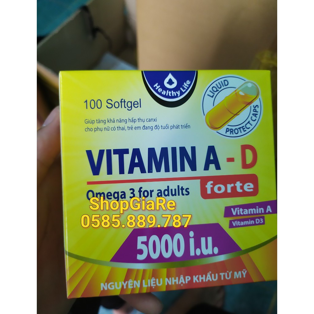 Viên uống vitamin A D bổ sung vitamin, giảm nguy cơ khô mắt, mỏi mắt, còi xương, hỗ trợ đẹp da hộp 100 vviên