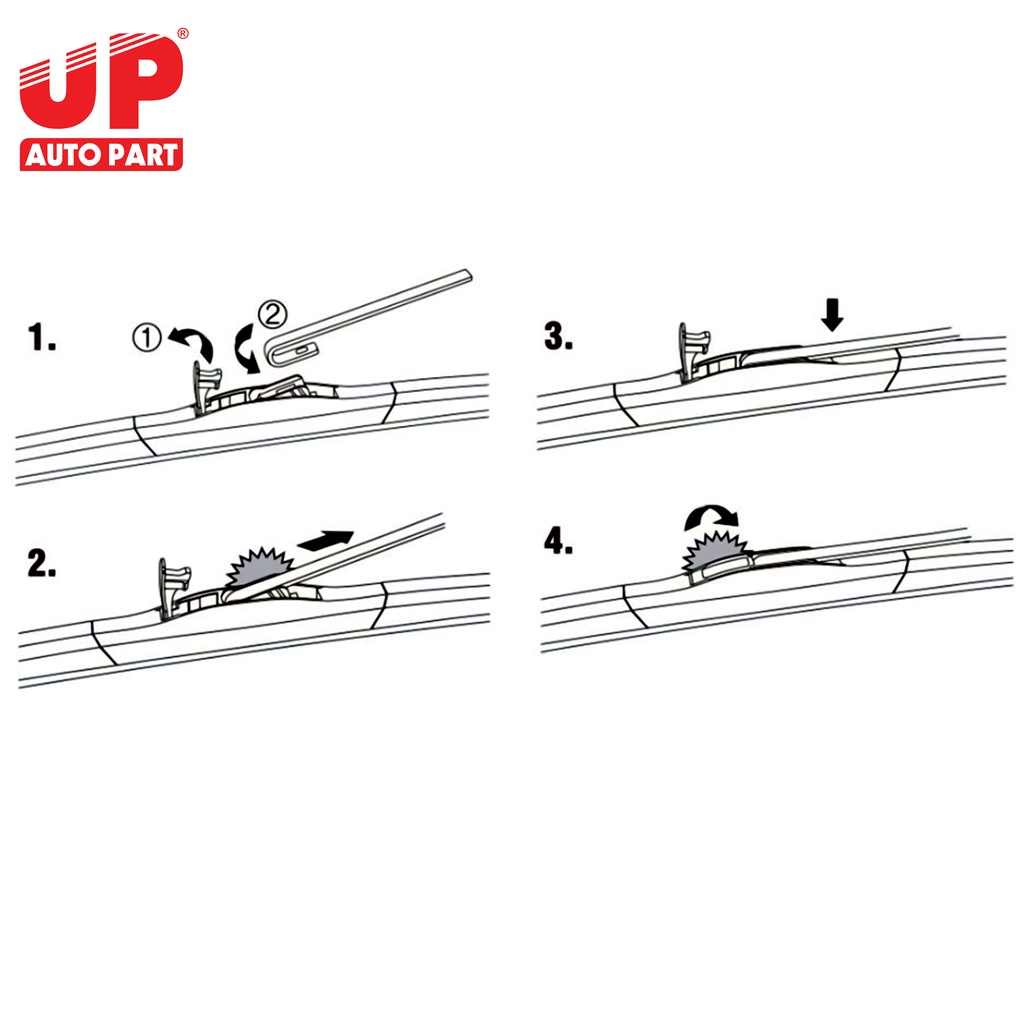 Gạt mưa ba khúc UP PART Hybrid Luxury dùng cho xe cần gạt tay móc chữ U