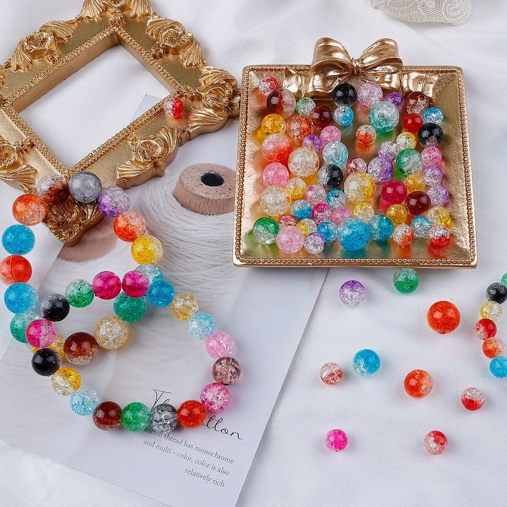 Bộ 30-100 hạt xỏ lỗ kích thước 8 10 12mm nhiều màu sắc dùng để làm đồ trang sức thủ công