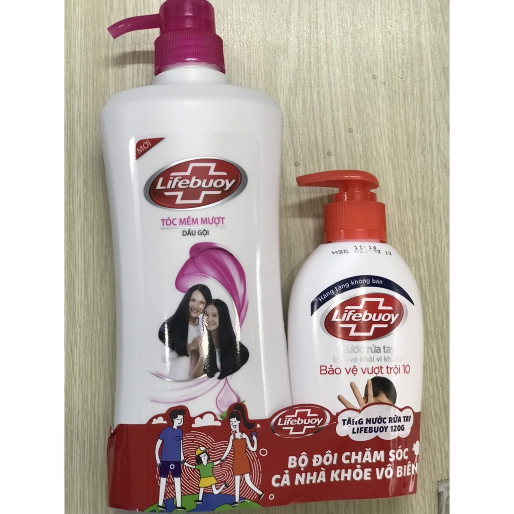 Dầu gội Lifebuoy tóc mềm mượt 640g tặng nước rửa tay Lifebuoy 120g