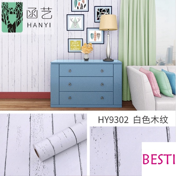 10m Giấy dán tường sẵn keo MÀU TRẮNG loại dày đẹp dán phòng ngủ