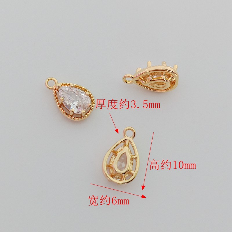 Mặt Vòng cổ 14k Hình Giọt Nước Đính Đá Zircon 10*6mm
