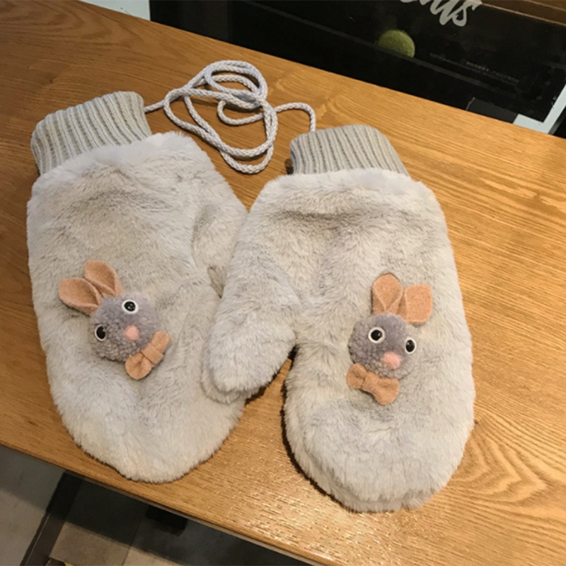 Găng Tay Lông Xù Kiểu Dáng Động Vật Hoạt Hình Dễ Thương Dành Cho Nữ