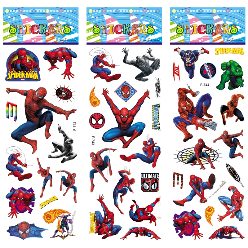 10 Tờ/Bộ sticker hình siêu anh hùng người nhện trang trí sổ lưu niệm làm quà tặng cho trẻ em