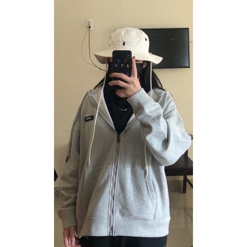 ÁO KHOÁC HOODIE ZIP NAM NỮ CÓ MŨ RỘNG UNISEX MÀU GREY FUNKY ( Đợt hàng hè nên vải sẽ k dày như hàng thu đông)