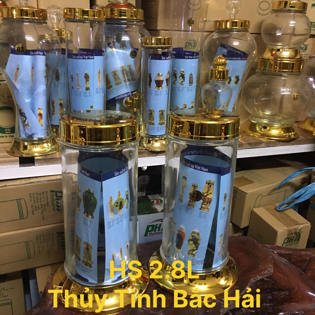 BÌNH THỦY TINH VÀ HŨ THỦY TINH NGÂM RƯỢU HS2.8L-THỦY TINH KHÔNG CHÌ- THỦY TINH BẮC HẢI