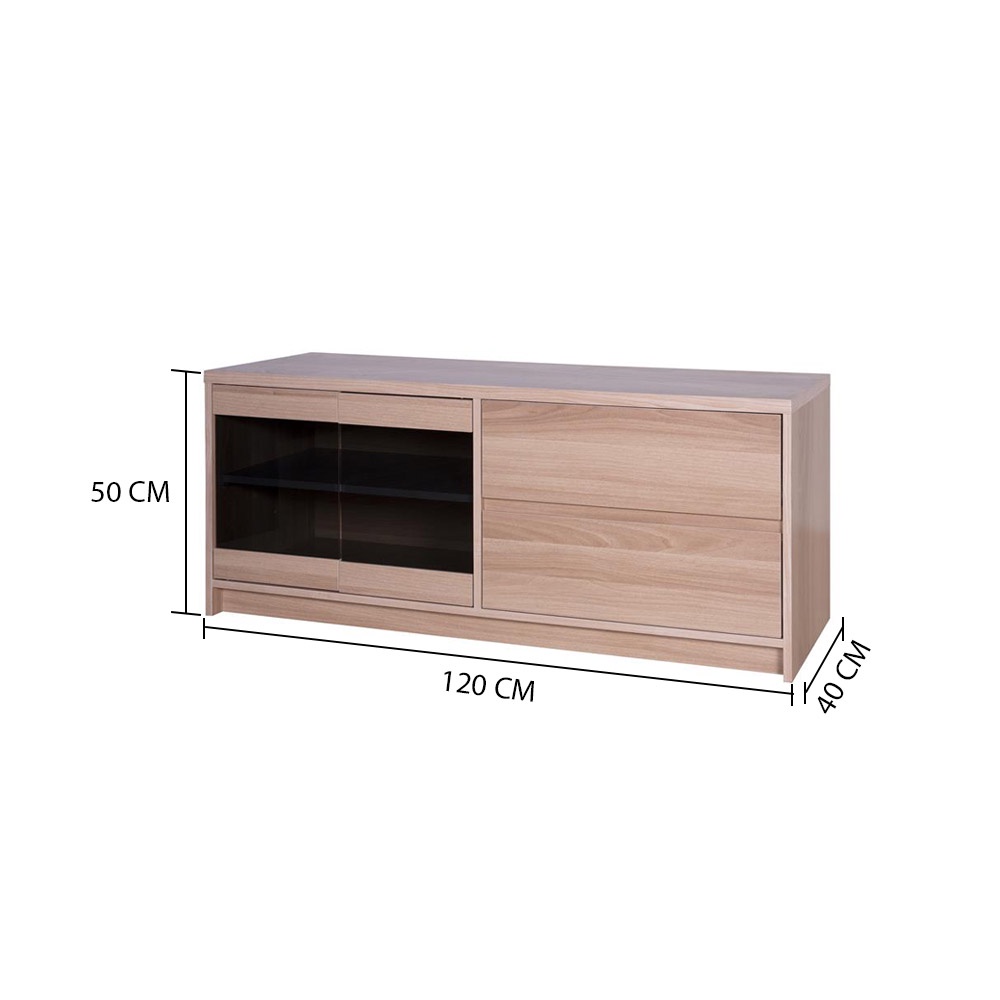 HomeBase FURDINI Kệ tủ TV bằng gỗ ép chống trầy xước FINN W120xH50xD40cm màu gỗ trắng