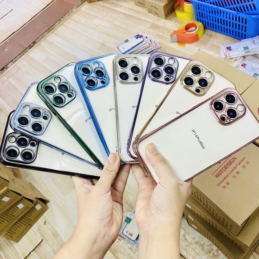 Ốp lưng KST trong viền màu cho iphone 14, 14 Pro, 14 Plus, 14 Pro max bảo vệ cụm camera siêu đẹp