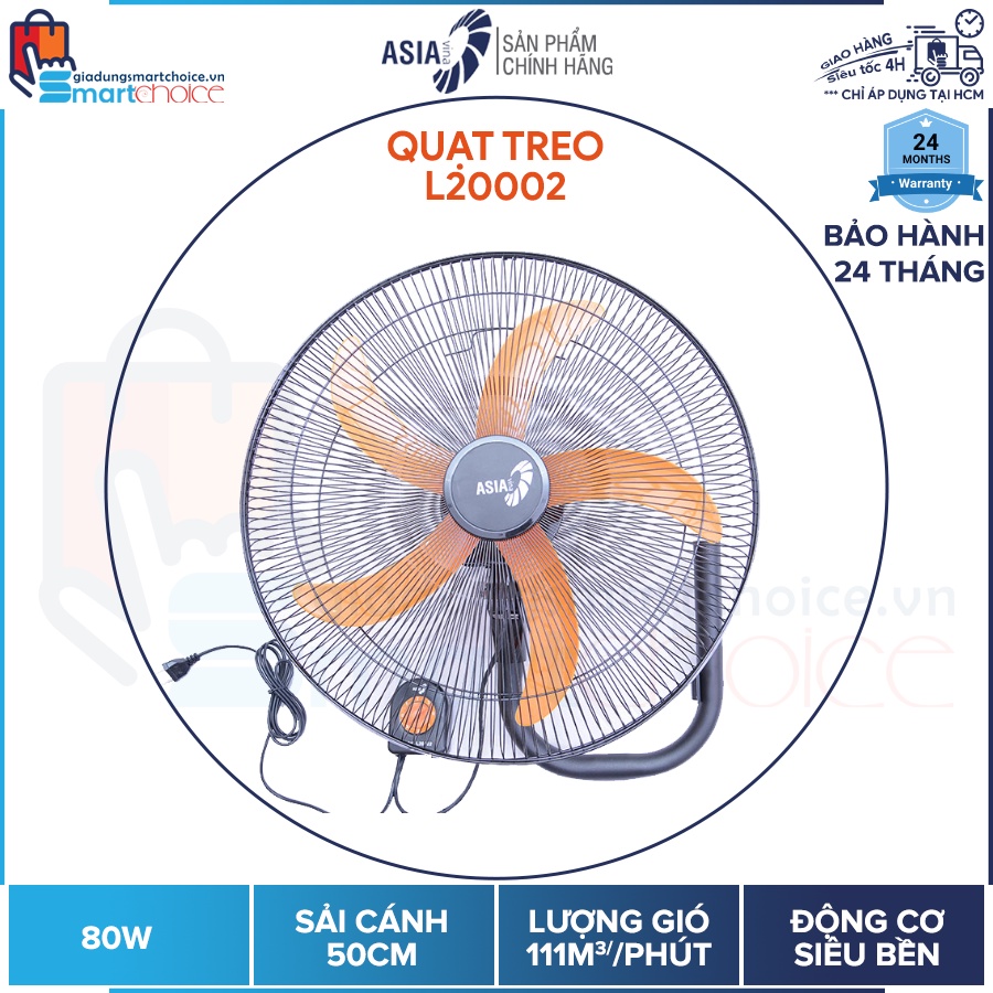 Quạt treo ASIA - Quạt treo ASIAvina L20002, mẫu mới 2022 VY577890, siêu mạnh, 80W, Bảo hành 2 năm