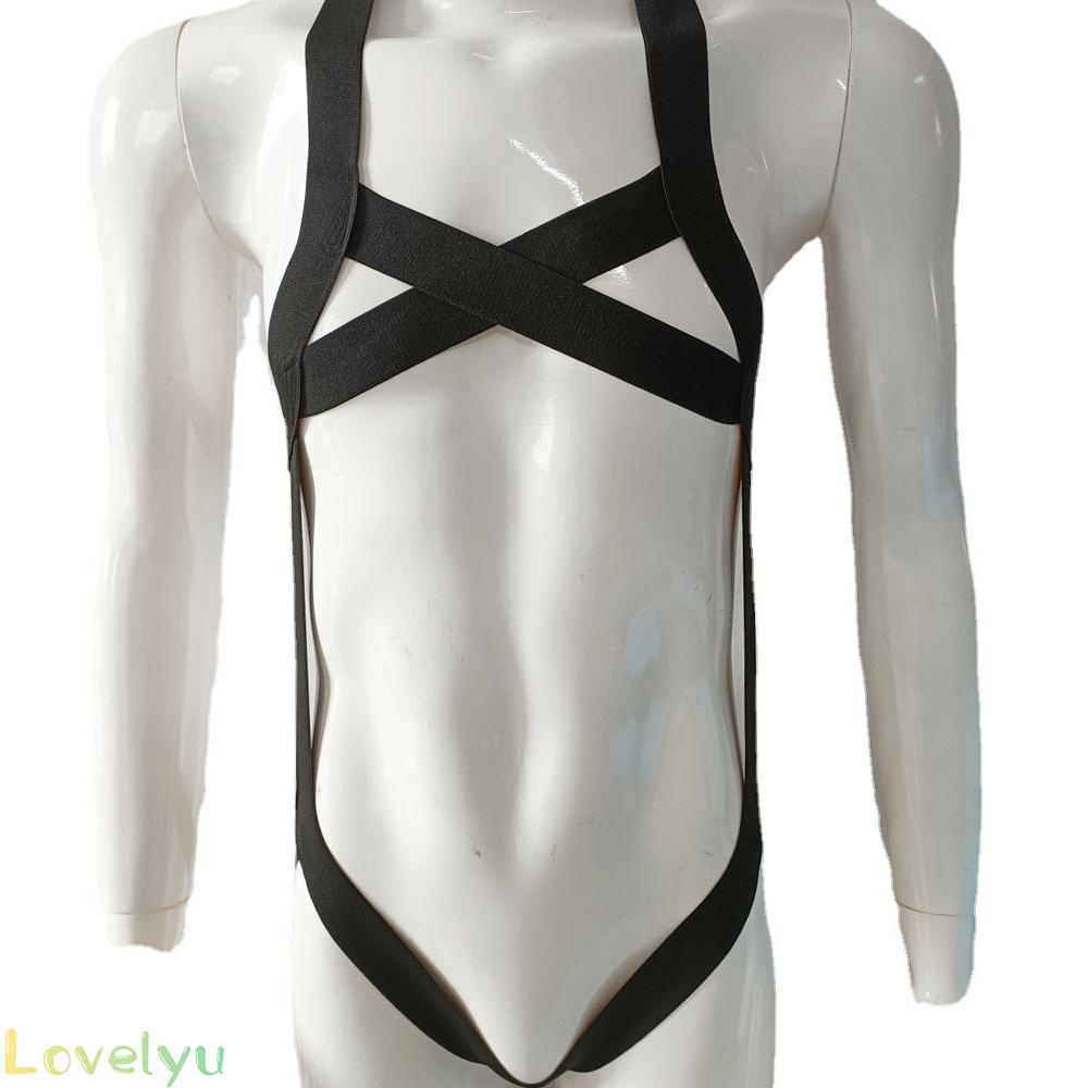 Male Underwear Black Bodysuit Fashion Jumpsuit Stage Performance Costume