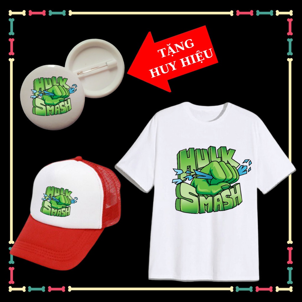 Huy hiệu, Mũ lưỡi trai, Áo thun bé trai siêu nhận Hulk, nhiều màu sắc, đủ size áo từ 10kg đến 90kg.