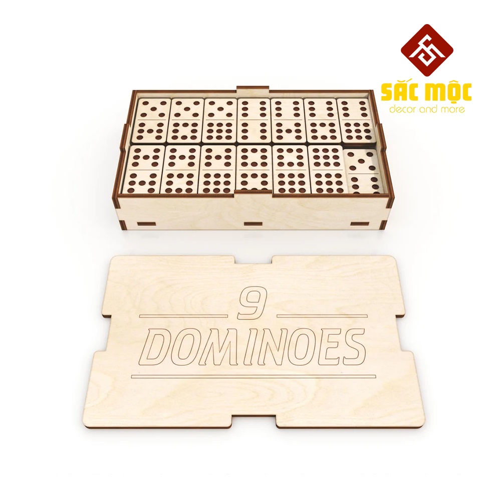 Bộ cờ Dominoes 9 #M64 - 55 quân gỗ | Domino tô màu Size 95*150*25 mm