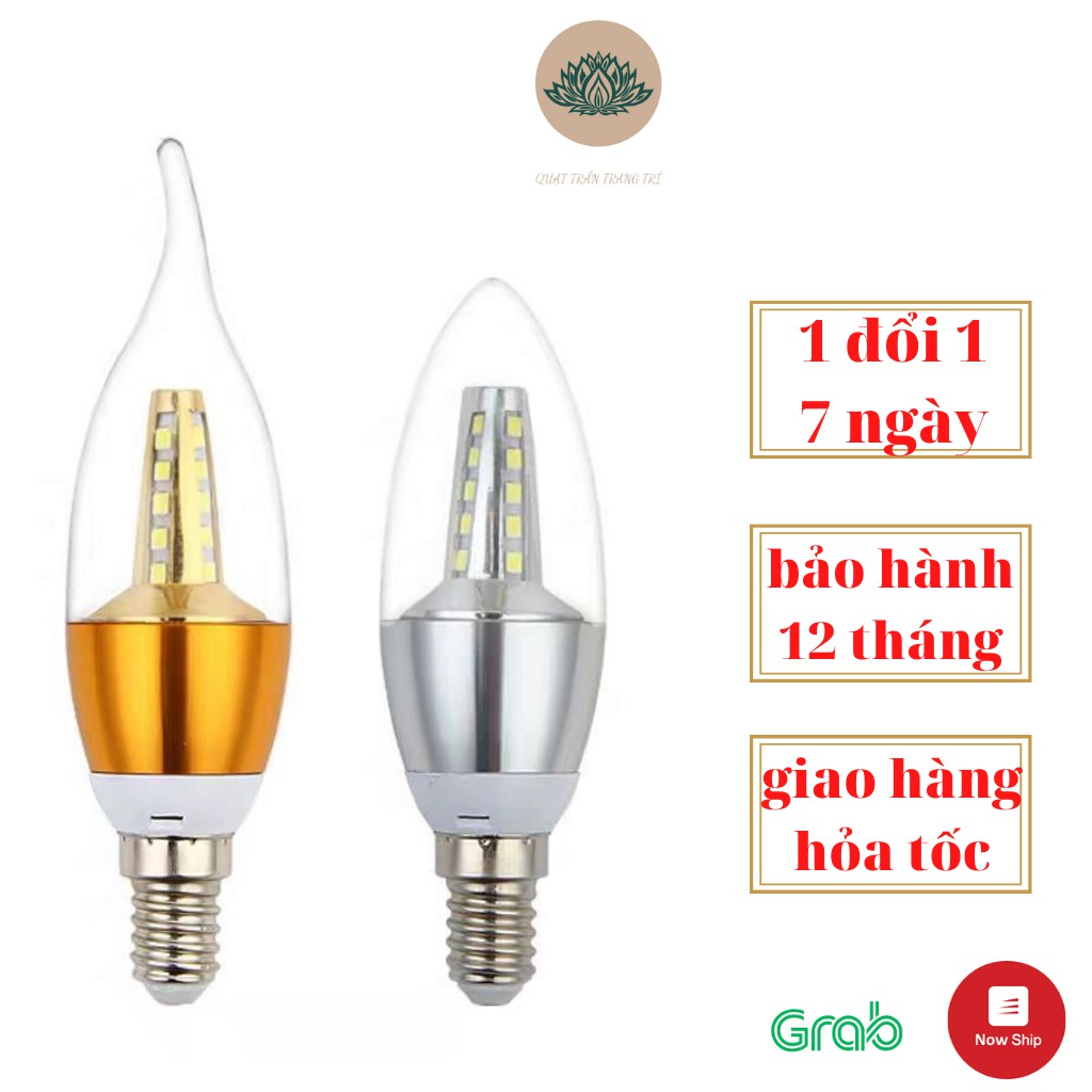 [Mã LIFE1511A giảm 10% đơn 50K] Bóng Led Nến Đui E14 Hiện Đại, Đèn Trang Trí Phòng Khách Ánh Sáng Vàng