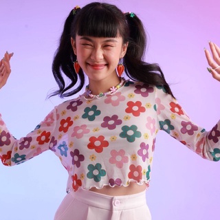 Áo croptop lưới hoa tay dài tui iconic