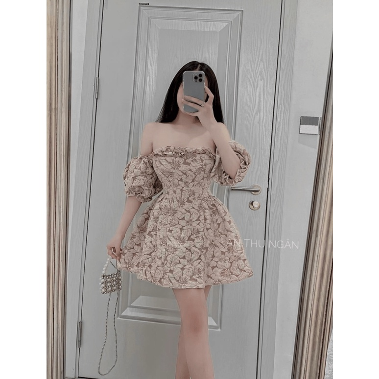 ĐẦM XÒE NỮ GẤM TRỄ VAI HÀNG THIẾT KẾ SIU XINH